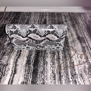 NWT Chic Snakeskin Clutch with Chain Strap